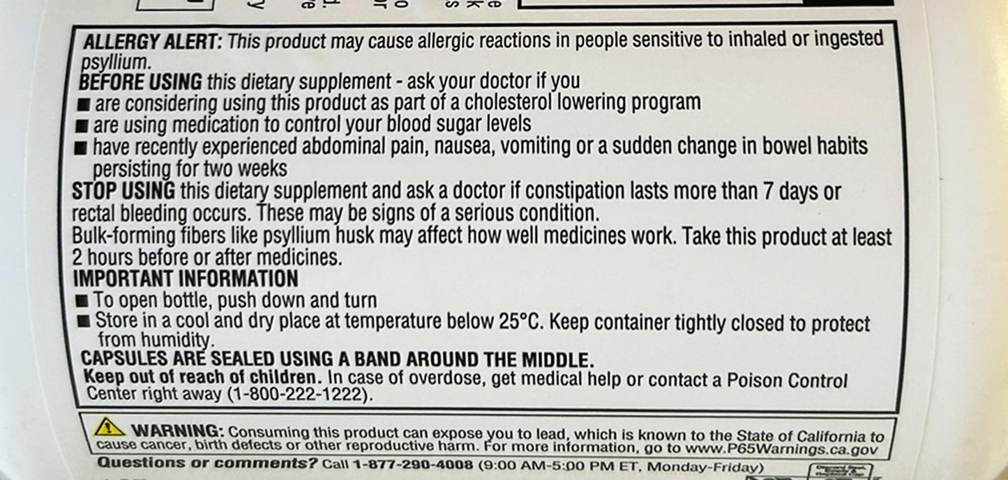 Member's Mark Fiber Capsules 2-Pack (400 Count) – Fiber Supplement