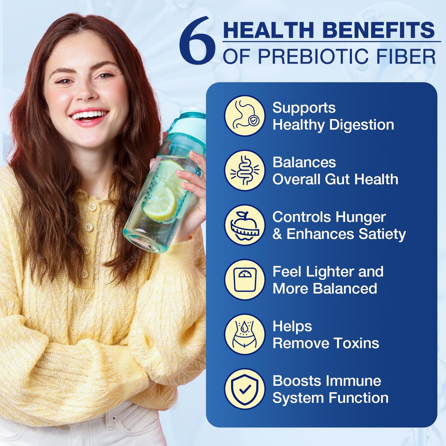 Fiber Supplement - Prebiotic 5g Soluble Fiber (Acacia & Inulin) | Gluten Free & Vegan | 70 Servings