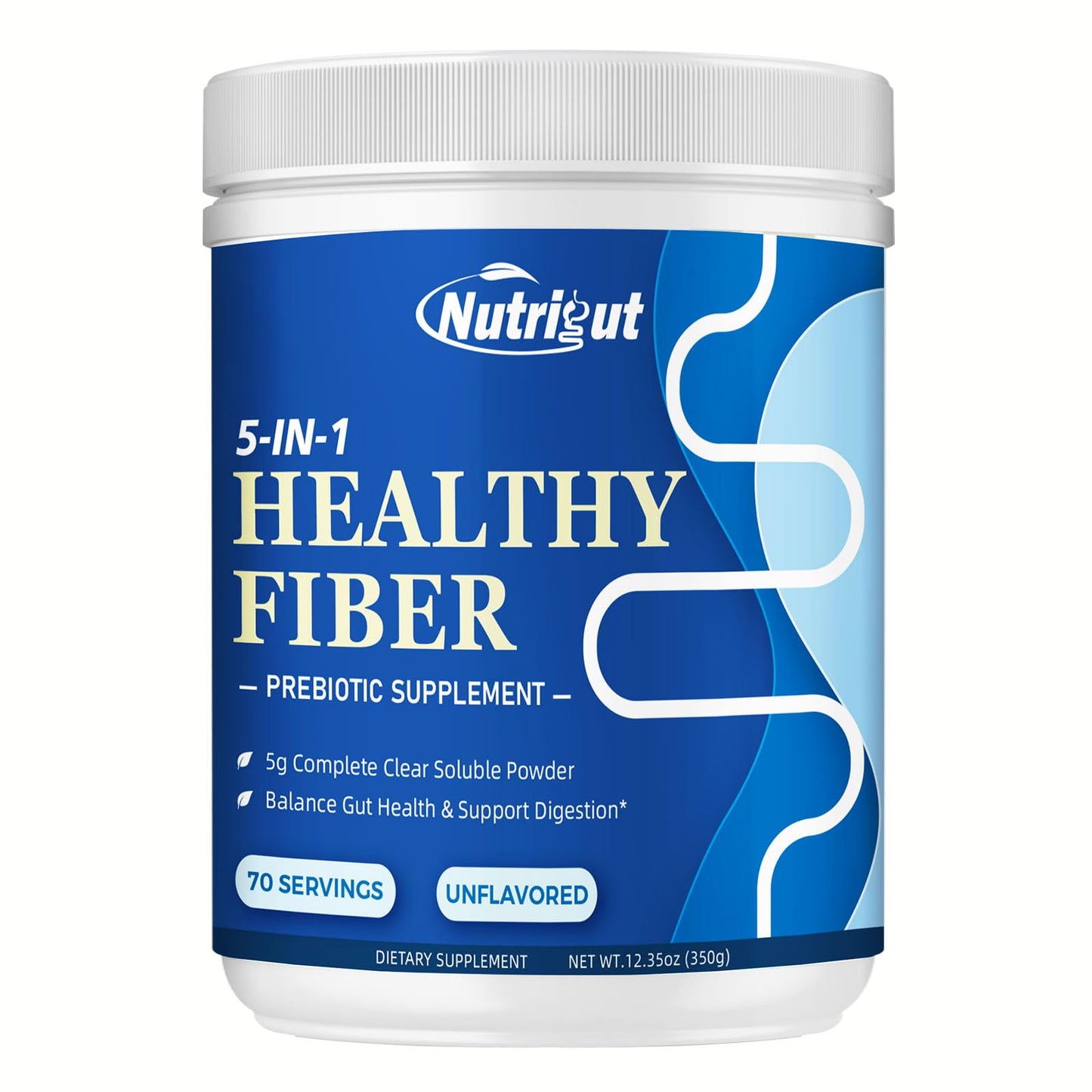 Fiber Supplement - Prebiotic 5g Soluble Fiber (Acacia & Inulin) | Gluten Free & Vegan | 70 Servings