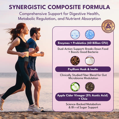 Fiber Gummies for Adults - Sugar Free, 7g All-in-1, 60B CFU Probiotic, 90 Ct