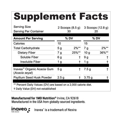 FiberFitMD High Fiber Powder for Digestive & Cardiovascular Support | 1MD Nutrition
