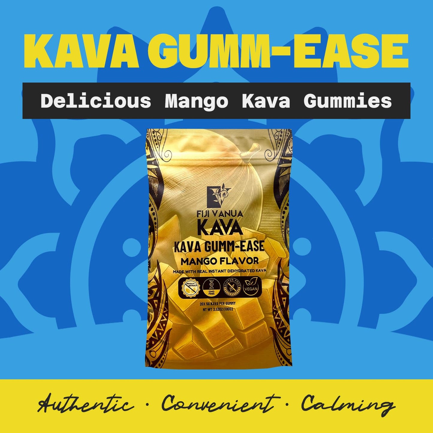 Fiji Vanua Kava GUMM-Ease Mango Gummies - 20 ct, 3.52 oz