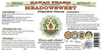 Meadowsweet Alcohol-Free Liquid Extract | Hawaii Pharm 2 oz USA