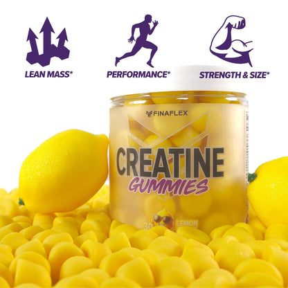 FINAFLEX Creatine Gummies - 120 Gummies - Lemon Burst Flavor - Promotes Muscular Strength, Size & Performance - 5g of Creatine Monohydrate Per Serving - 30 Servings