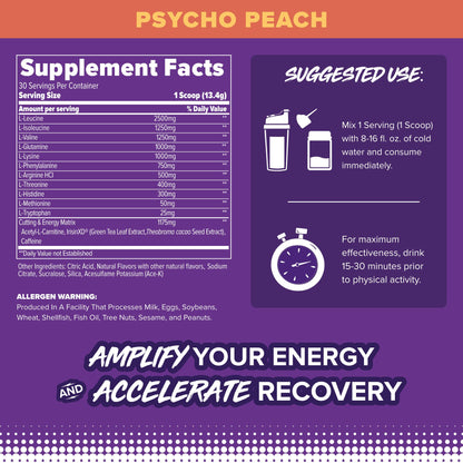 FINAFLEX EAA, Psycho Peach – 14.2 oz | Promotes Performance, Energy & Cuts