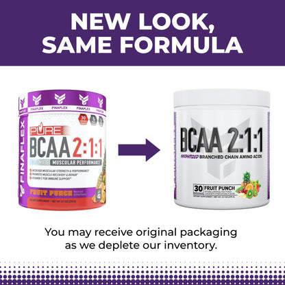 FINAFLEX Pure BCAA 2:1:1 Fruit Punch – 9.7 oz, 30 Servings | Strength, Recovery & Performance