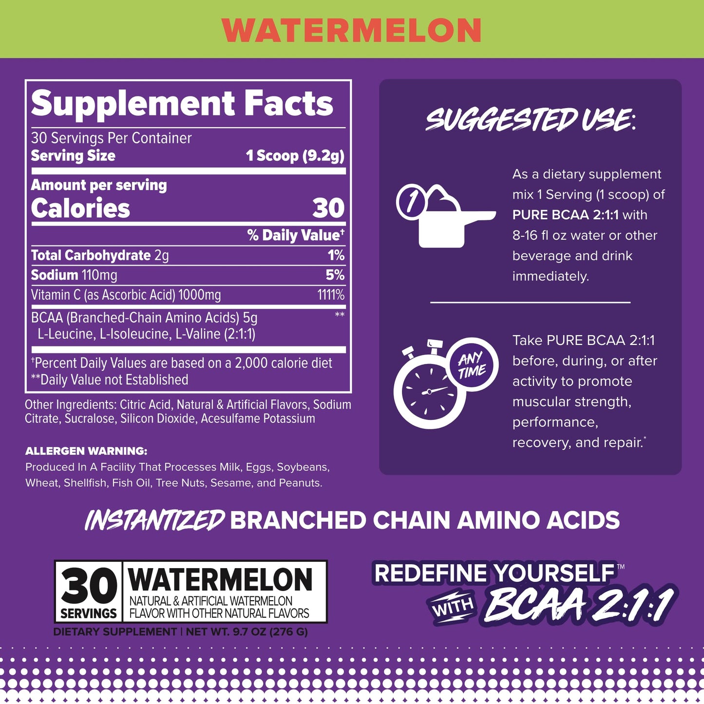 FINAFLEX Pure BCAA 2:1:1 Watermelon 9.7 oz | Strength, Recovery & Performance