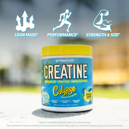 FINAFLEX Pure Creatine + Calypso Ocean Blue Lemonade – 7.5 oz, 30 Servings | 5g Creatine Monohydrate