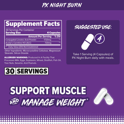FINAFLEX PX Night Burn - Non-Stimulant Fat Burner | 120 Capsules