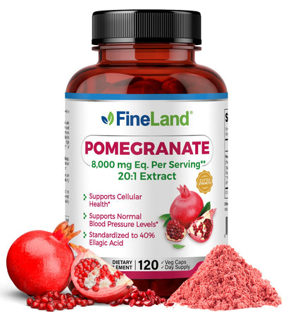 FineLand Pomegranate Extract 20:1 - 8,000 mg per Serving | 40% Ellagic Acid | 120 Veg Caps
