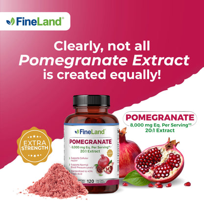 FineLand Pomegranate Extract 20:1 - 8,000 mg per Serving | 40% Ellagic Acid | 120 Veg Caps