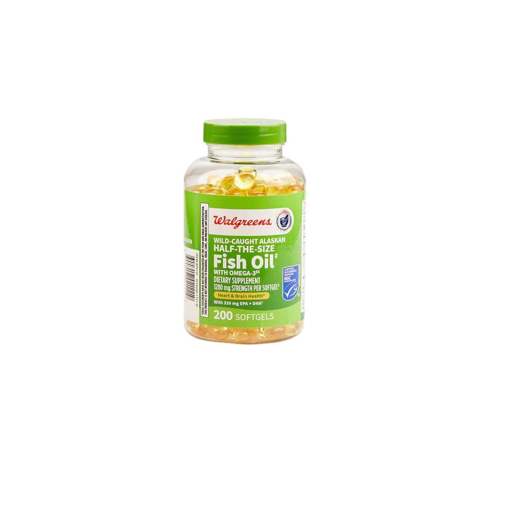 Finest Nutrition Half-the-Size Fish Oil 1200 mg Softgels – 200 ea | MSC Certified & USA Made
