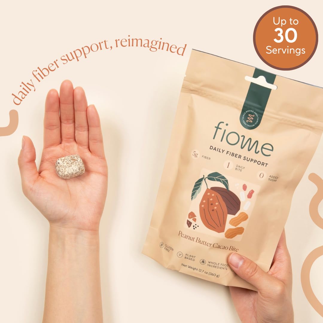 Fiome Fiber Supplement - 5g Daily Fiber Bite for Regularity, Digestion & Gut Health | Peanut Butter Cacao, 30 Servings