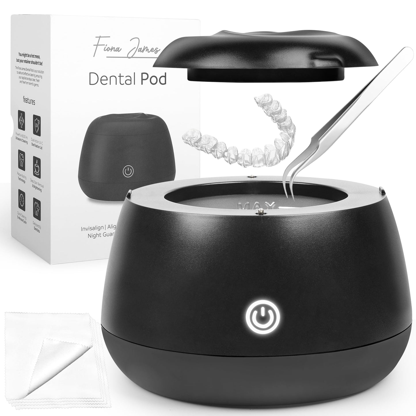 Fiona James 48kHz Ultrasonic Retainer Cleaner with UV - Black