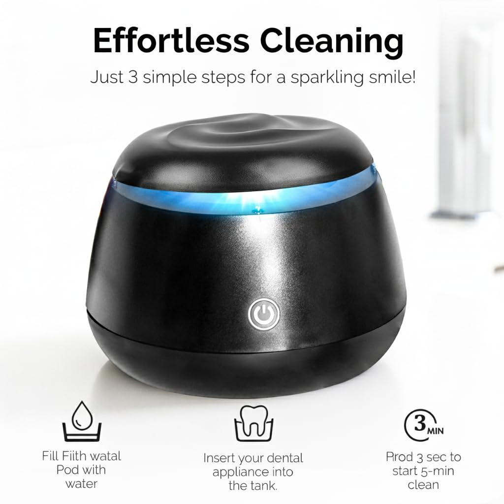 Fiona James 48kHz Ultrasonic Retainer Cleaner with UV - Black