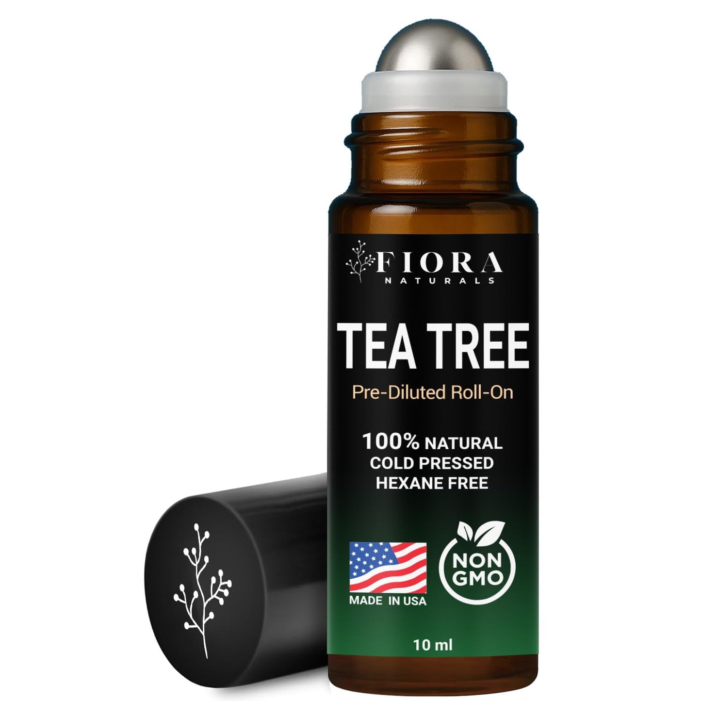 Fiora Naturals Tea Tree Oil Roll-On – 100% Natural Essential Oil for Skin, Acne & Aromatherapy