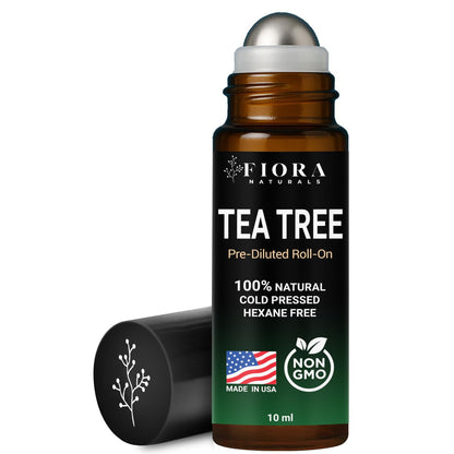 Fiora Naturals Tea Tree Oil Roll-On – 100% Natural Essential Oil for Skin, Acne & Aromatherapy