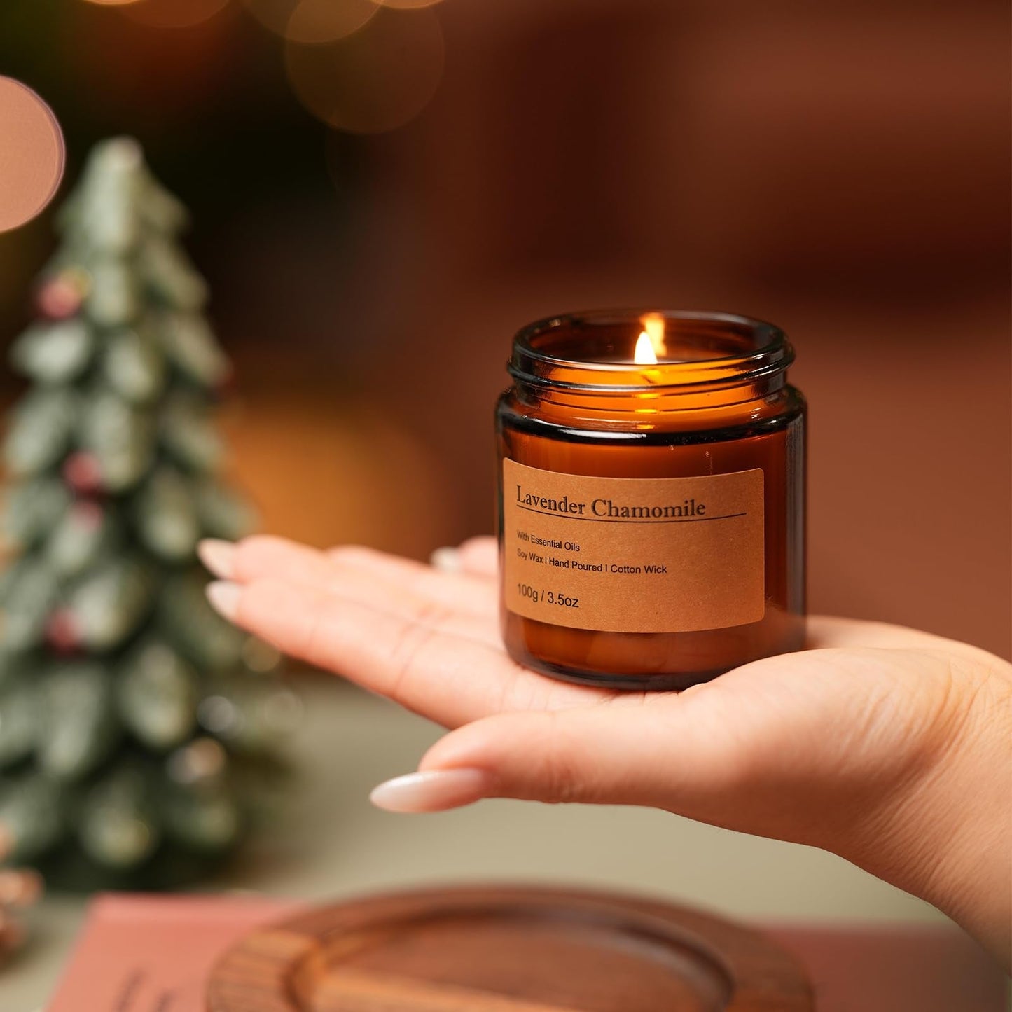 Holiday Candle Gift Set – 8-Pack Vintage Amber Glass Jars | Winter Scents