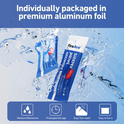 FireAnt Saline Packets for Nasal Rinse – 60 Premixed, PH-Balanced, Pharmaceutical Grade