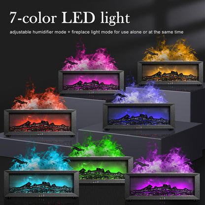 Fireplace Aroma Diffuser with Remote – 7-Color LED Flame, Essential Oil Diffuser, 1/3/5h Timers