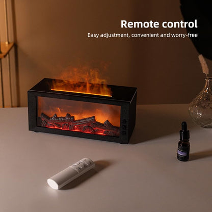 Fireplace Flame Diffuser & Humidifier – 4-in-1 Ultrasonic Aroma Mist with Remote and 7-Color LED Flame