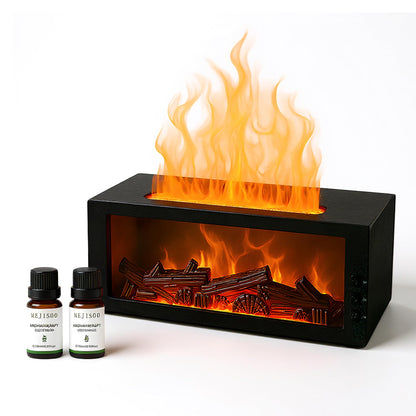 Fireplace Flame Diffuser & Humidifier – 4-in-1 Ultrasonic Aroma Mist with Remote and 7-Color LED Flame
