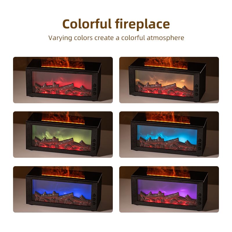 Fireplace Flame Diffuser & Humidifier – 4-in-1 Ultrasonic Aroma Mist with Remote and 7-Color LED Flame