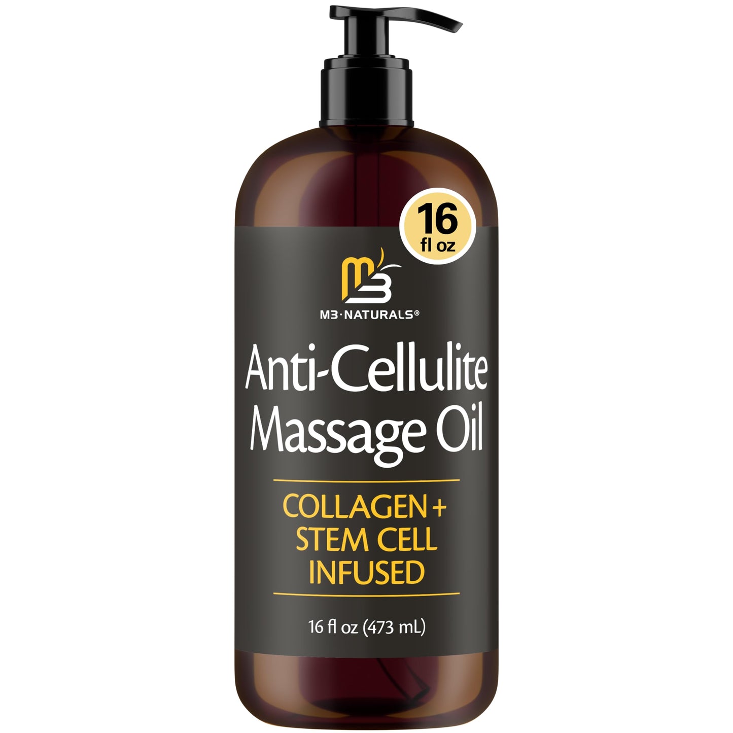 Firming Body Massage Oil with Collagen & Stem Cell – 16 Fl Oz – Smooths Cellulite & Improves Skin Texture