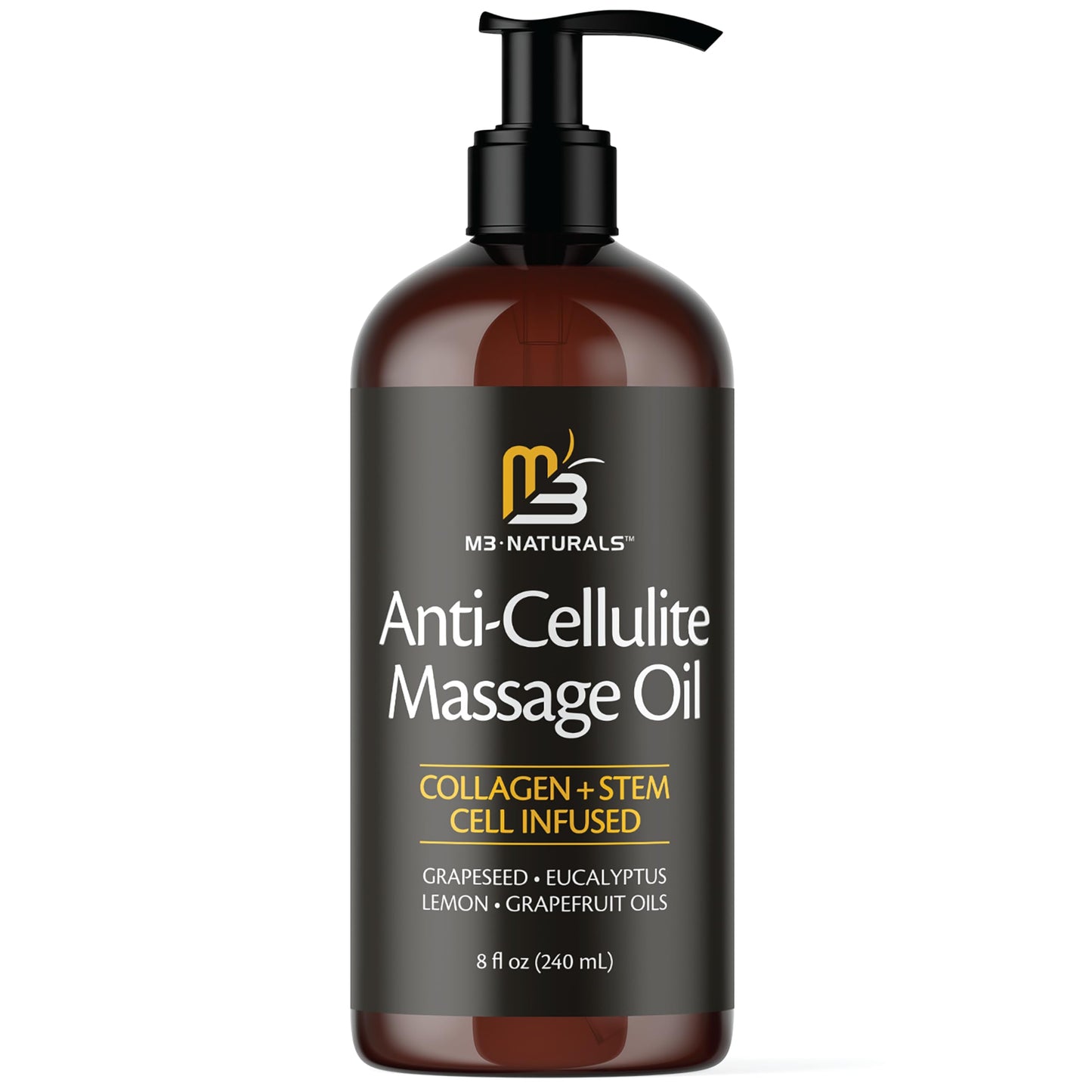 M3 Naturals Firming Body Massage Oil with Collagen & Stem Cells – 8 oz
