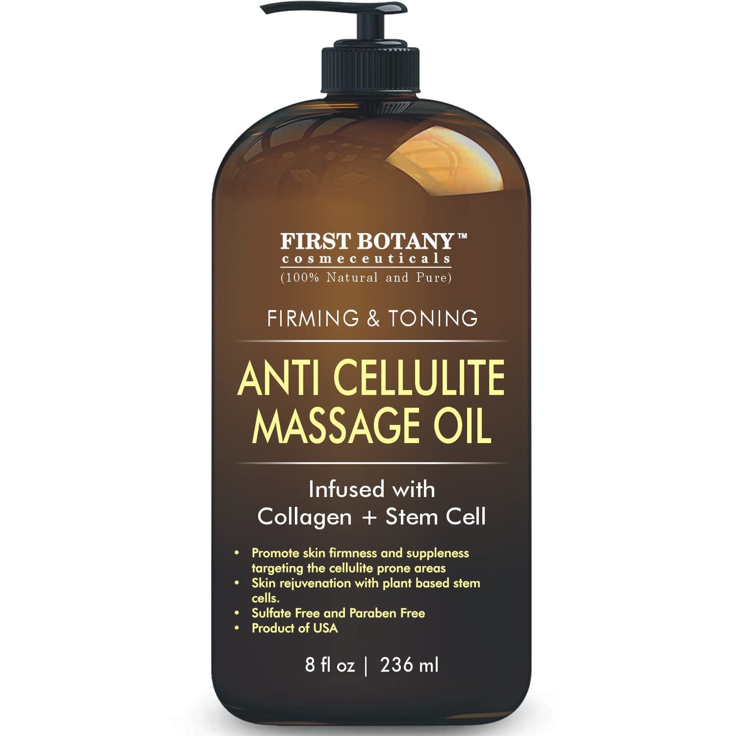 First Botany Anti-Cellulite Massage Oil with Collagen & Stem Cells – 8 oz