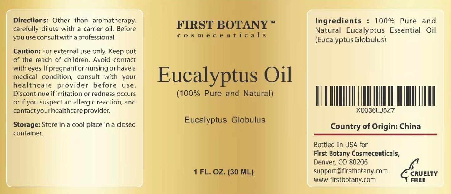 First Botany 100% Pure Eucalyptus Oil – Therapeutic Grade Essential Oil, 1 fl oz