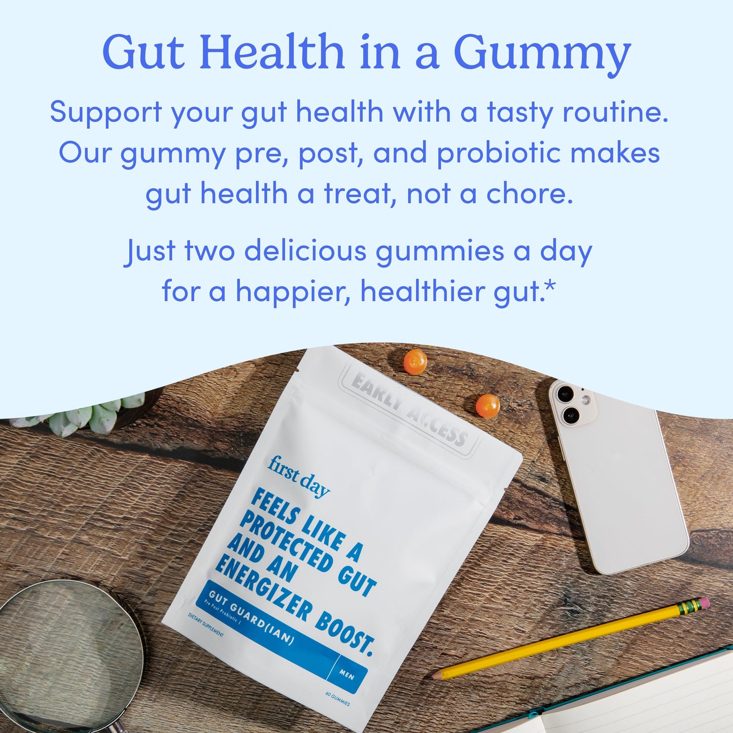 First Day 3-in-1 Probiotics for Men – Digestive, Immune & Dental Health | 60-Day Supply