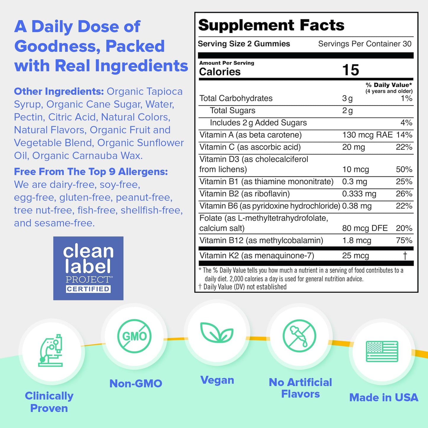 First Day Kids Multivitamin Gummies Age 4+, Strawberry & Orange - Kids Vitamins Multivitamin Gummy A C D3 K2 B1 B2 B6 B12 Folate, Immunity & Brain Function, Vegan - 30 Day Supply, Packaging May Vary