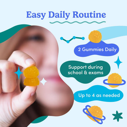 FIRST DAY Teen Brain & Focus Gummies (Ages 13–18) – Cognizin® Citicoline & Phosphatidylserine | Vegan, Non-GMO, Caffeine-Free | 30-Day Supply