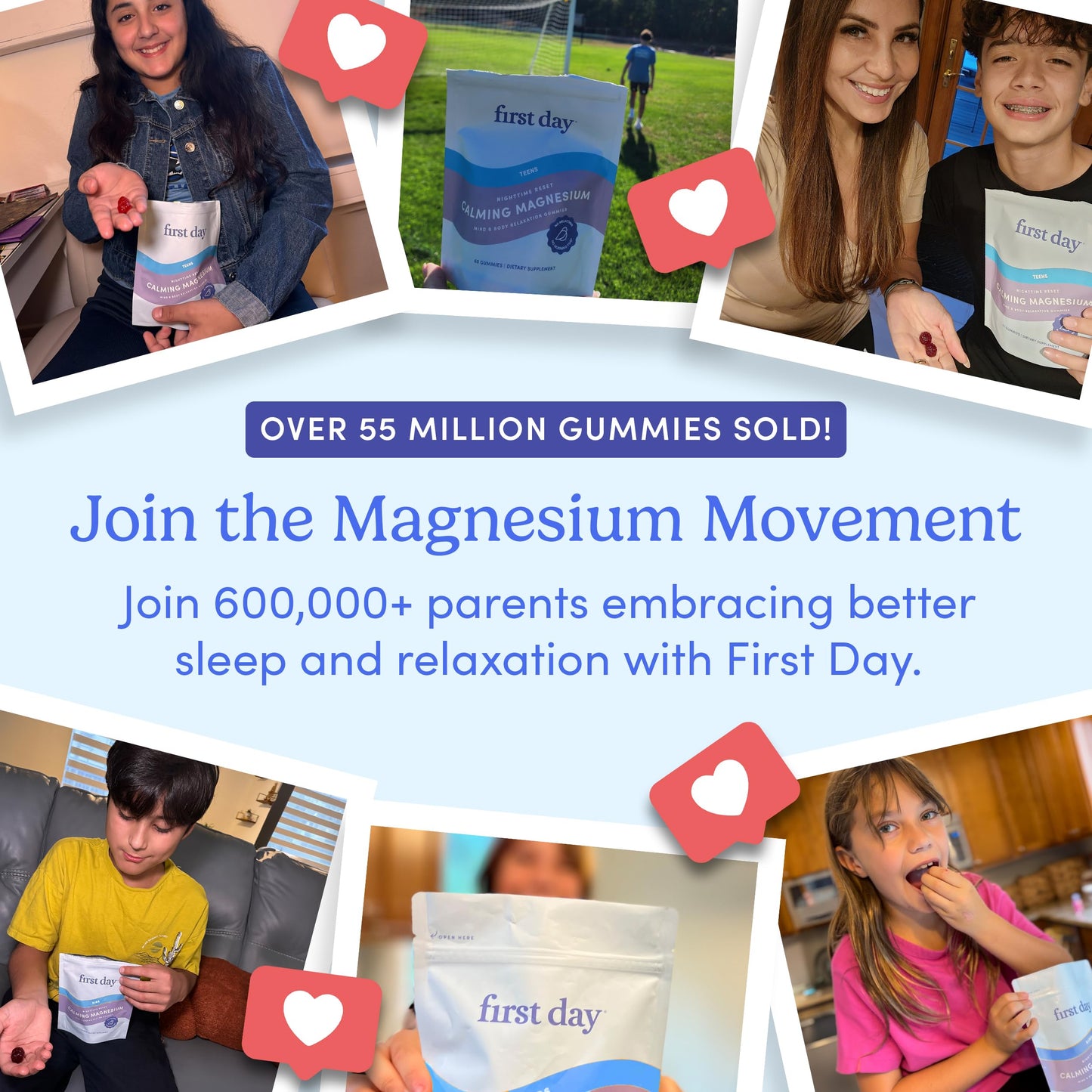 First Day Teens’ Nighttime Reset Calming Magnesium Gummies – Sleep, Mood & Energy (No Melatonin) – 60‑Day Supply