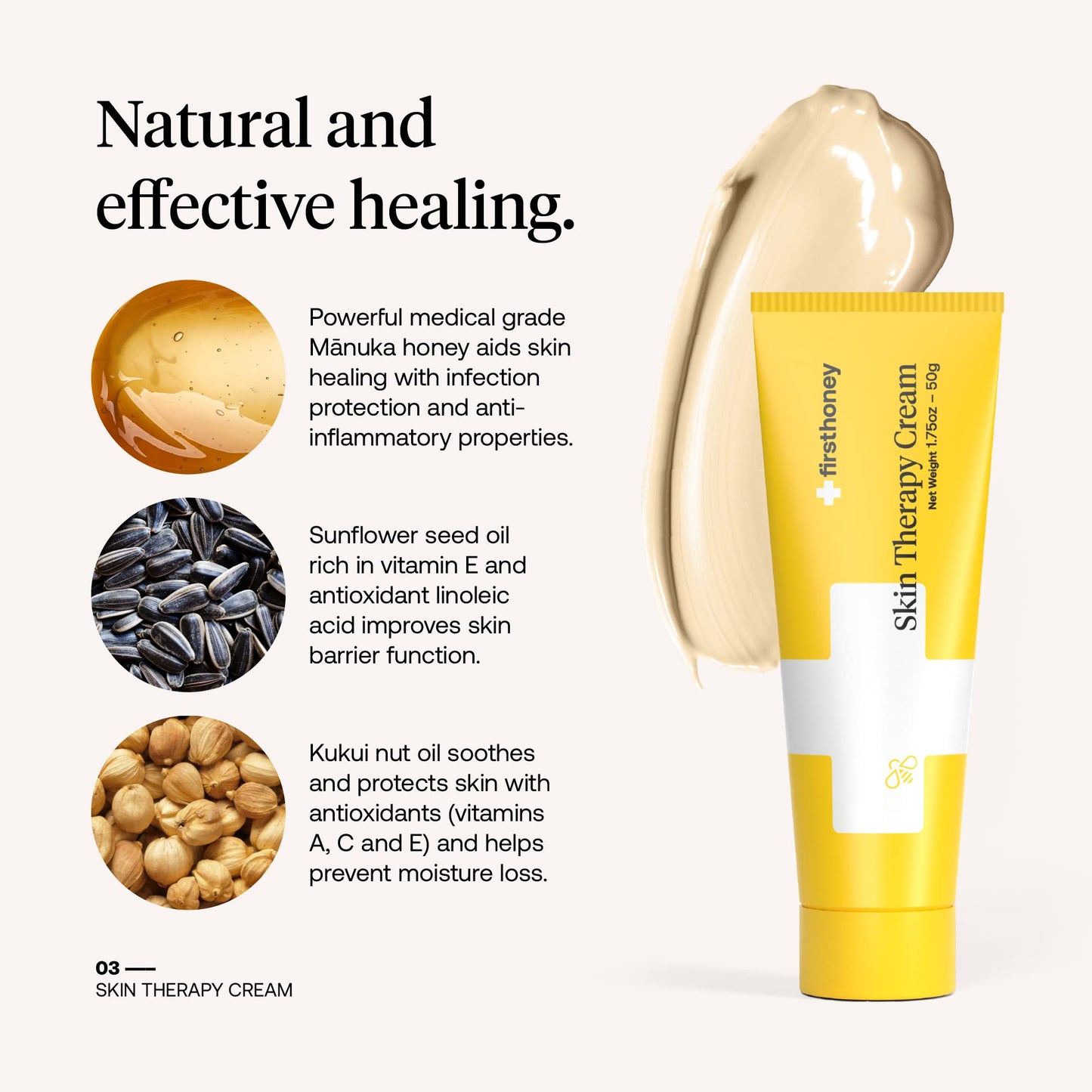 FIRST HONEY Manuka Honey Cream for Dry & Itchy Skin | Baby-Safe Natural Emollient | 1.75 oz