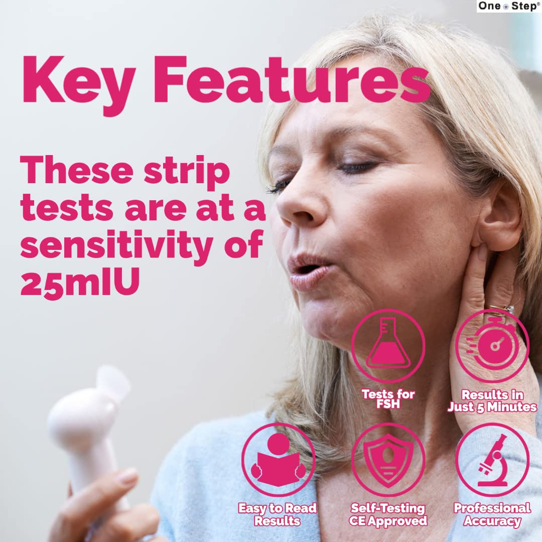 One Step Female FSH Test Strips – 5 Test Pack for Perimenopause & Menopause | Home Urine Test