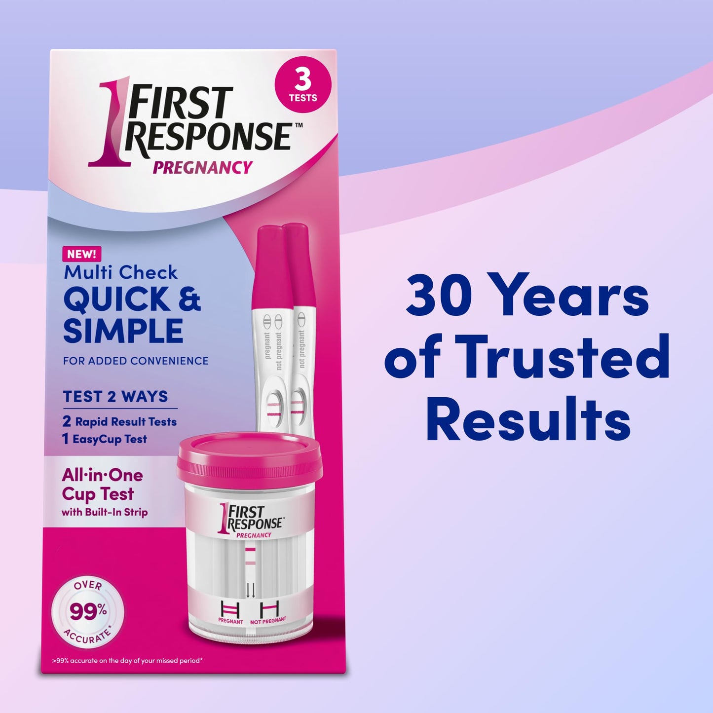 First Response Multi Check Quick & Simple Pregnancy Test Kit – 1 EasyCup & 2 Rapid Result Tests