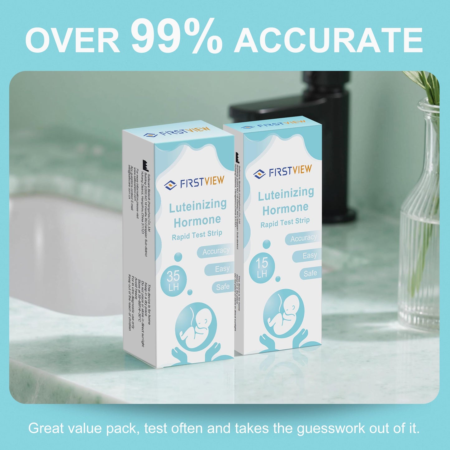FIRSTVIEW Ovulation Test Strips - 15 Strips, Results Within 5 Minutes, Clear Display, Easy to use