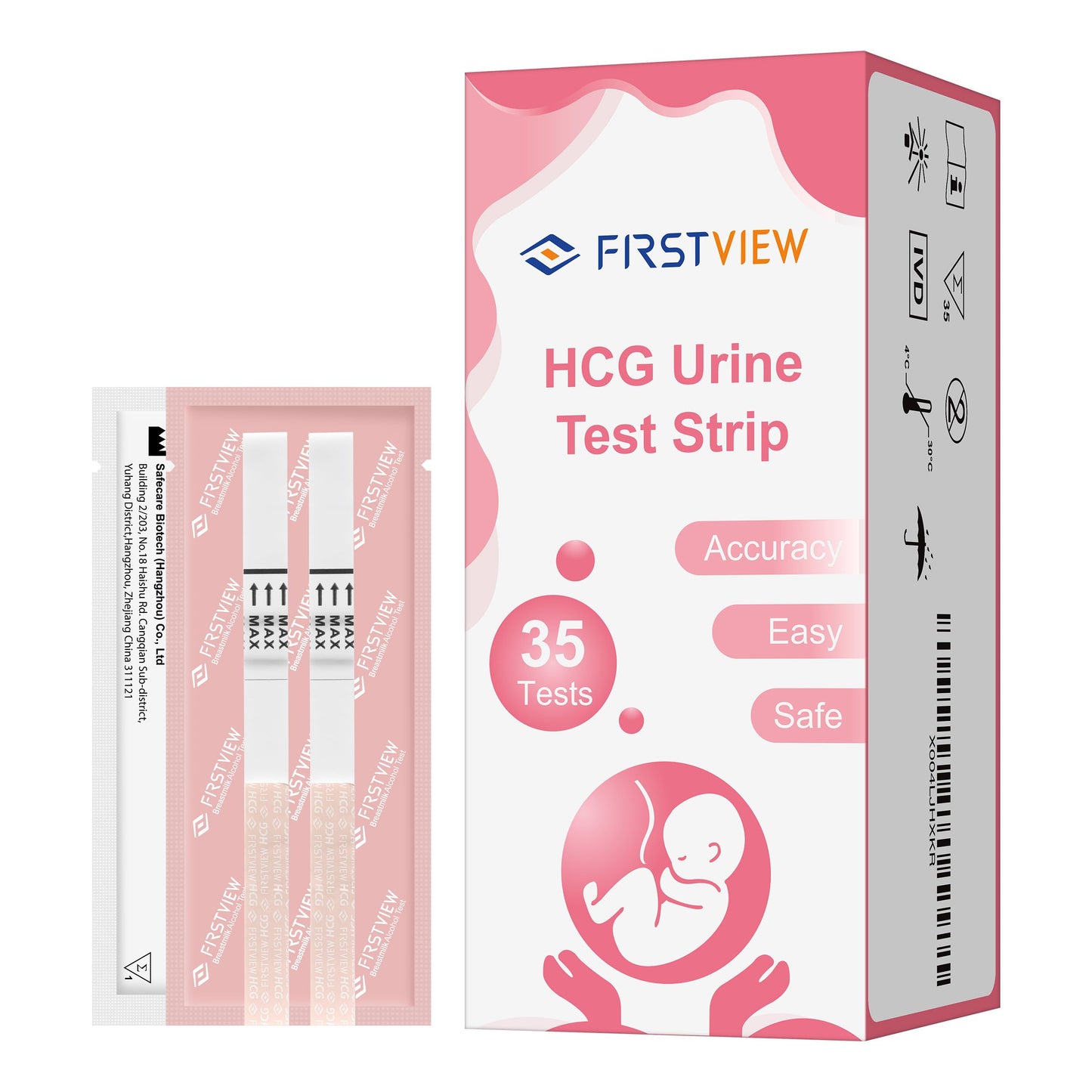 FIRSTVIEW Pregnancy Test Kit - 5-Minute Results, Home Use, 35 Strips