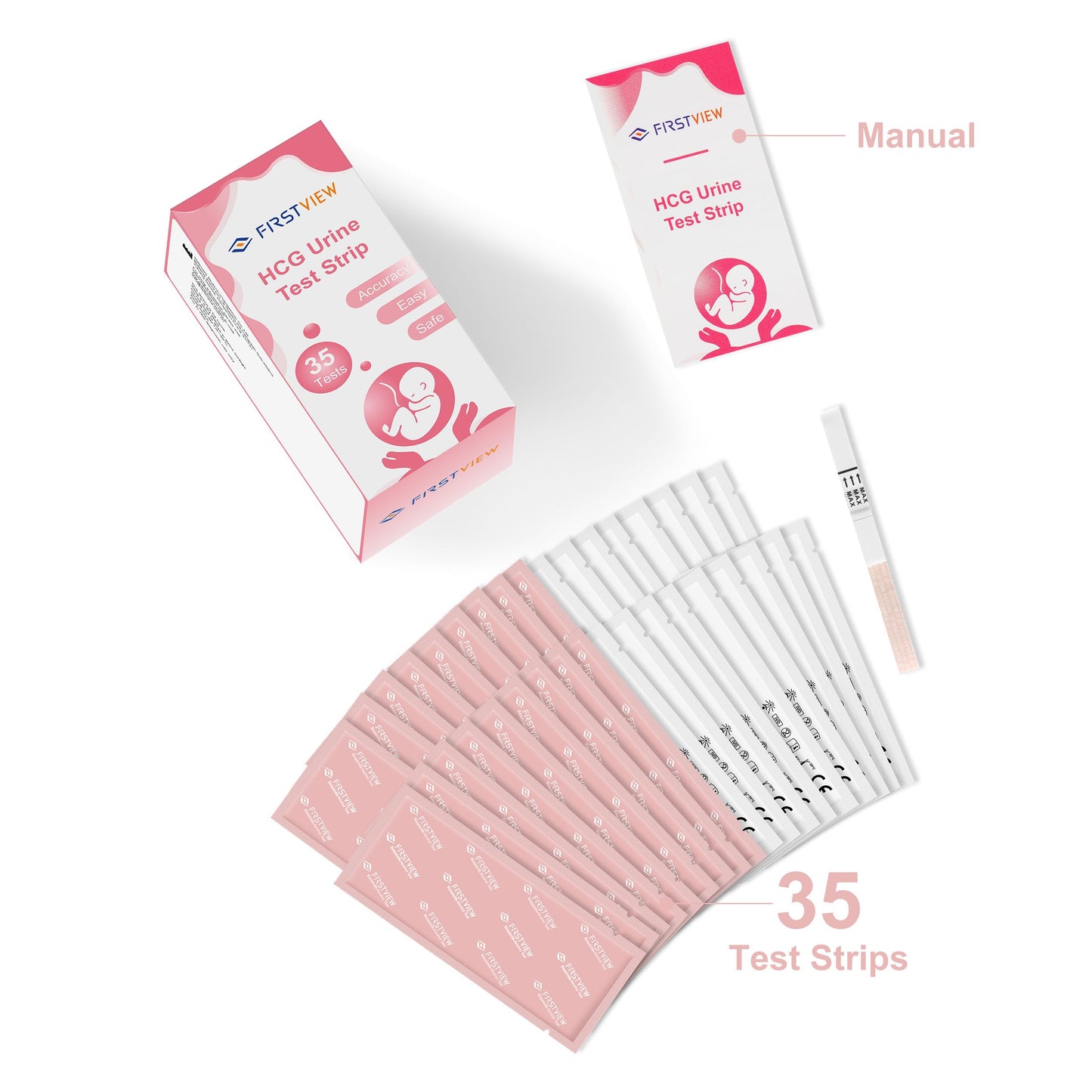 FIRSTVIEW Pregnancy Test Kit - 5-Minute Results, Home Use, 35 Strips