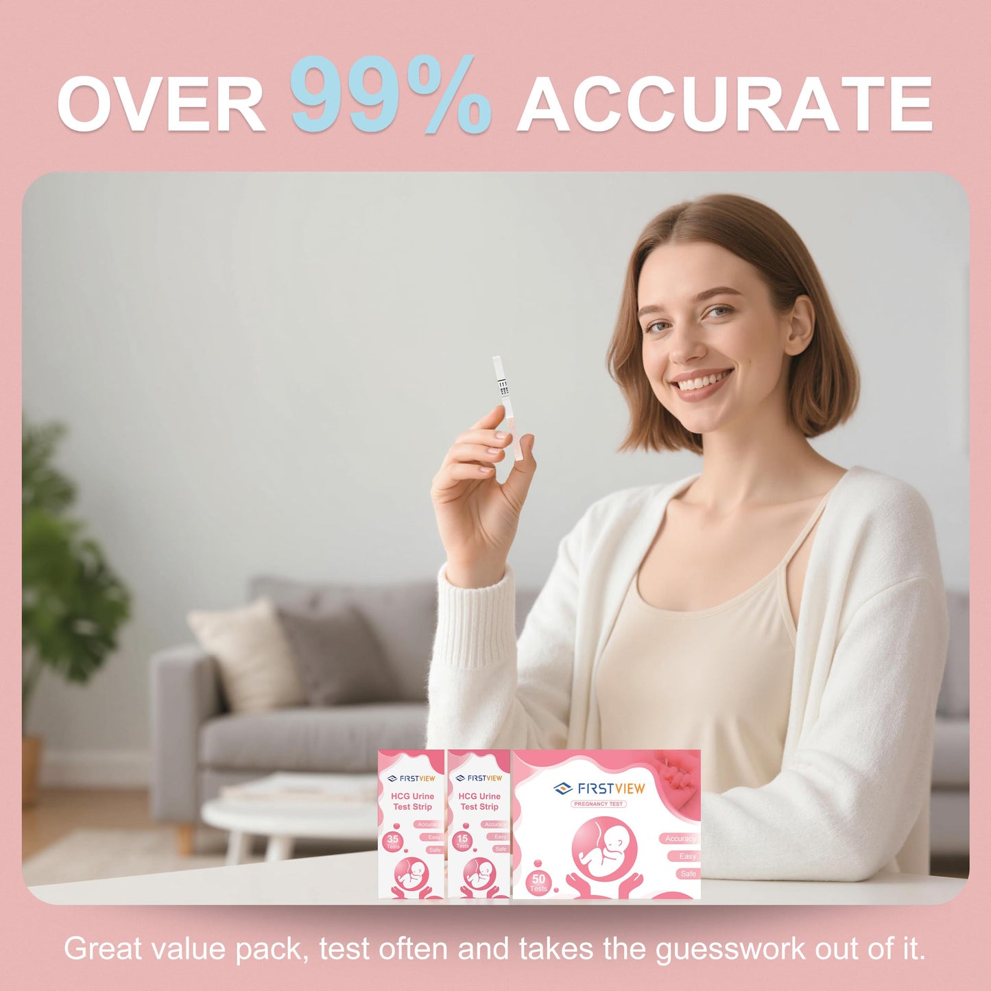 FIRSTVIEW Pregnancy Test Kit - 5-Minute Results, Home Use, 35 Strips
