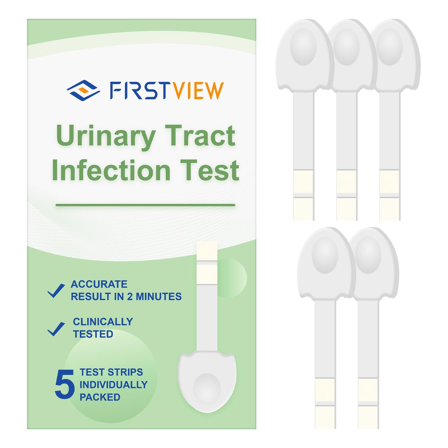 FIRSTVIEW UTI Test Strips – Leukocytes & Nitrites, 2-Minute Results (5 Pcs)