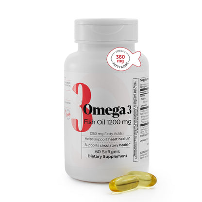 Fish Oil 1200 mg | 360 mg Omega-3s for Heart, Circulation & Brain Health – 60 Softgels
