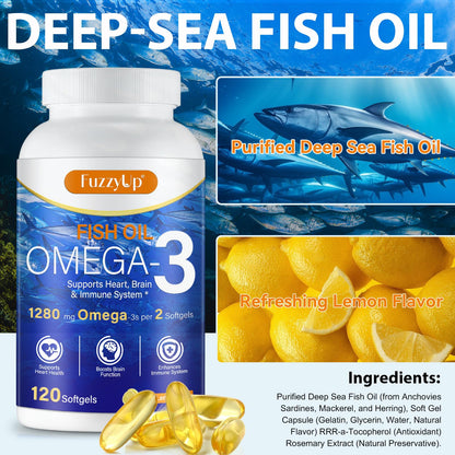 Omega 3 Fish Oil Supplement – 1280mg per Serving, EPA & DHA, Non-GMO