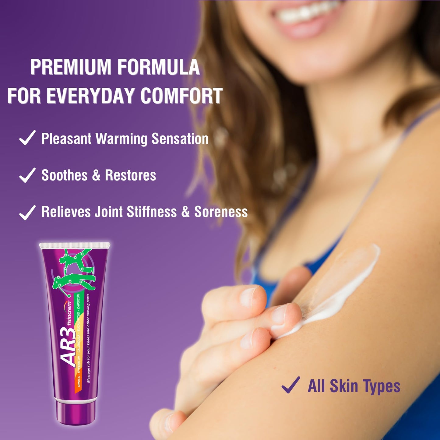 Fisiocrem AR3 - Arnica Massage Cream for Joints | Knees, Hands, Elbows - 100 ml
