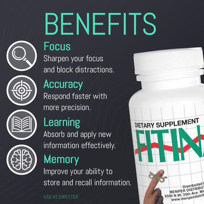 Fitina Brain Supplement for Memory and Focus, Memory Boost, Focus Factor, Brain Health Tablets, 60 Tablets, 2-Pack