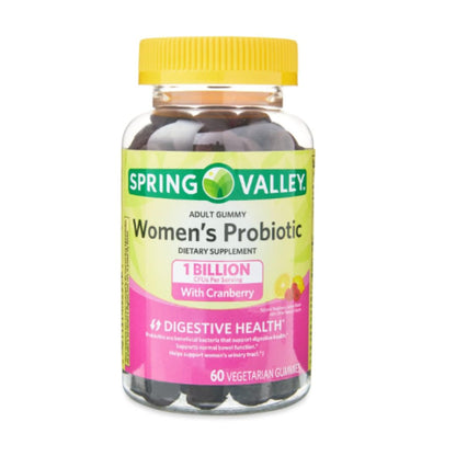 FitMania Spring Valley Women's Cranberry Probiotic Gummies – Raspberry Lemon, 60 Count + Ice Roller Gift