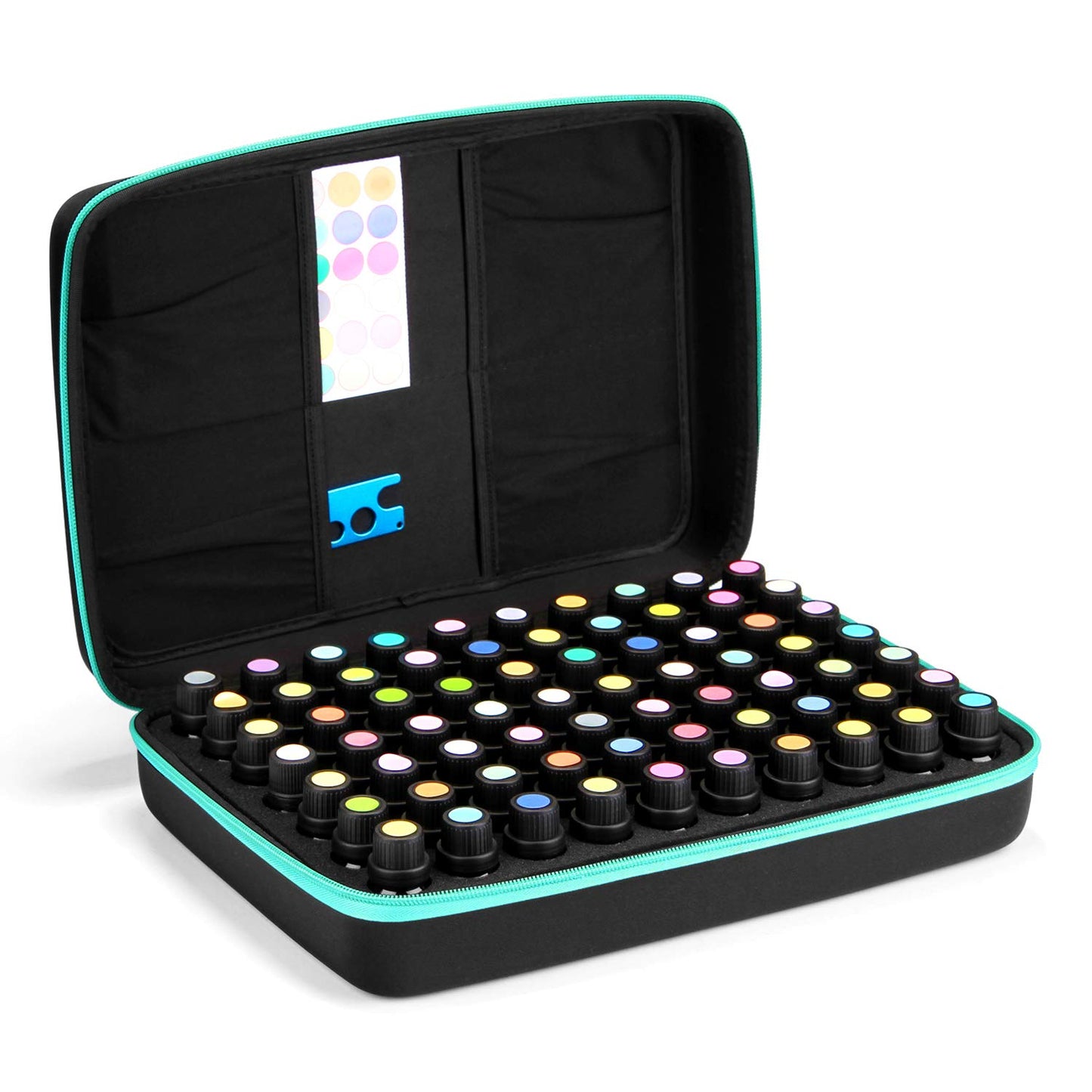FITNATE Essential Oils Storage Case - 70 Bottles, Blue Travel Case with Labels