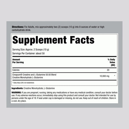 Fitness Labs German Creatine & L-Glutamine | 1.1 lbs Monohydrate with Creapure | Vegan Pre-Workout Powder